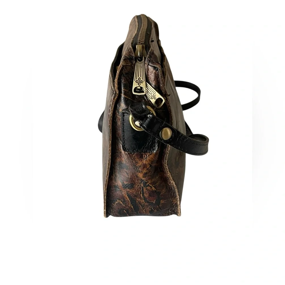 PATRICIA NASH NAZAIRE ABSTRACT ANIMAL PRINT CROSSBODY BAG.